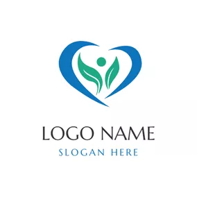 Logótipo De Reciclagem Blue Heart and Green Sprout logo design