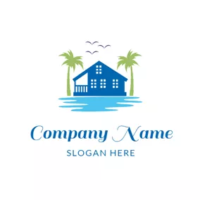Meer Logo Blue Hotel and Seaside Resort logo design