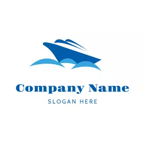Agency Logo Blue Sea Wave and Steamship logo design