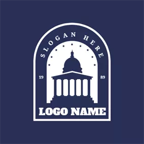 大学＆カレッジロゴ Blue University Architecture and Arch Badge logo design