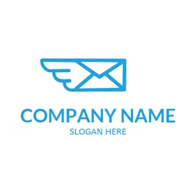 メールロゴ Blue Wing and Envelope logo design