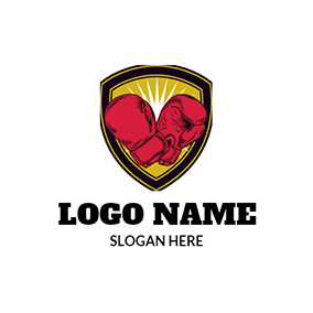 シールドのロゴ Boxing Gloves Shield Boxer logo design