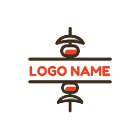 Logótipo De Churrasco Brown and Red Barbecue logo design