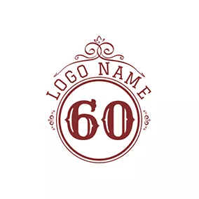 周年庆Logo Brown and White 60th Anniversary logo design