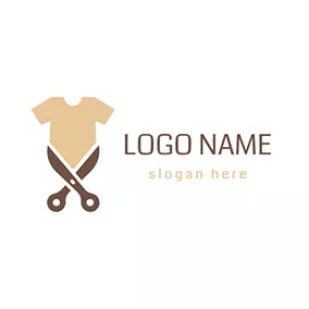 Flat Logo Brown Scissor and Beige T Shirt logo design