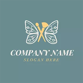 Accessory Logo Butterfly Wing and Cosmetic Brush logo design
