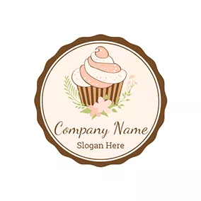 Logótipo Doces Chocolate Circle and Pink Cupcake logo design