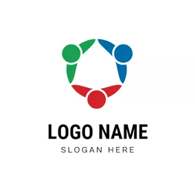 Connect Logo Circle and Abstract Person logo design