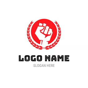 Fighting Logo Circle and Fist logo design