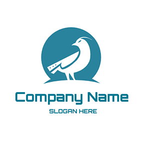 Logo De L'oiseau Circle Bird Knife Design logo design