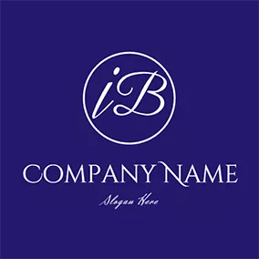 Beauty Logo Circle Script Simple Letter I B logo design