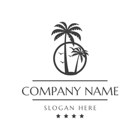 リゾートロゴ Coconut Tree and Tropical Resort logo design
