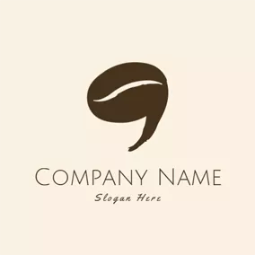 Ellipse Logo Coffee Bean and Comma Symbol logo design