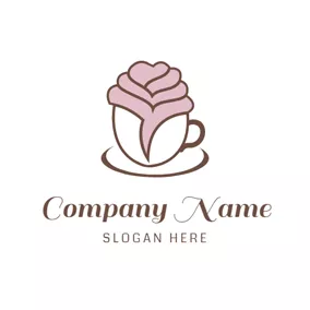 Cafe Logo Coffee Cup and Rose Shape logo design