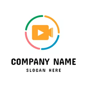 YouTube頻道Logo Colorful Circle and Film Projector logo design
