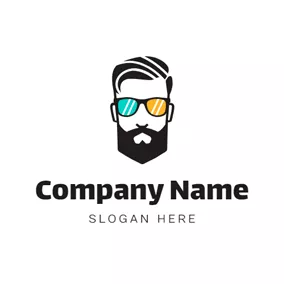 Barber Logo Colorful Glasses and Human Head logo design