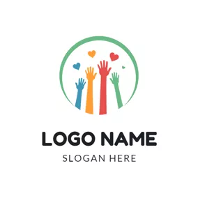 友好のロゴ Colorful Hand and Warm Community logo design