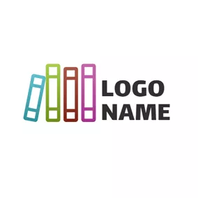 圖書館 Logo Colorful Standing Book logo design