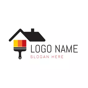 屋頂 Logo Colourful Brush and Black Roof logo design