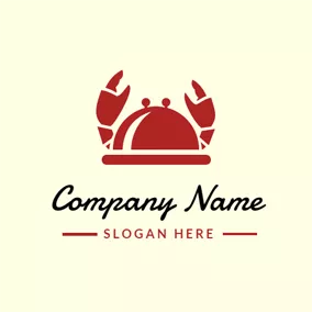 Seafood Logo Covered Plate and Cute Crab Icon logo design
