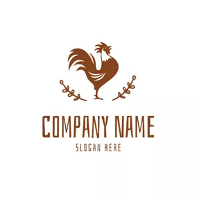農場Logo Crowing Cock and Farm logo design