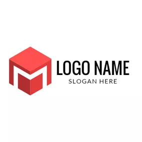 Shape Logo Cubic Red Letter M logo design