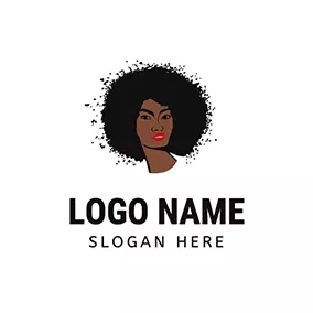 Lady Logo Curly Afro Hair Portrait logo design
