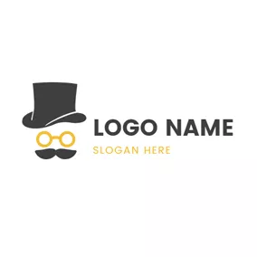 鬍鬚Logo Cute Formal Hat and Beard Hipster logo design