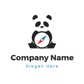 熊貓Logo Cute Giant Panda and Red Pointer logo design