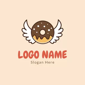 妖精ロゴ Cute Wing and Chocolate Doughnut logo design