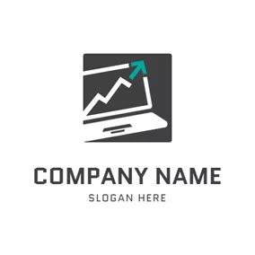 Finance Logo Data and Laptop Icon logo design