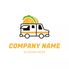 Takeaway Logo Delicious Hamburger and Food Truck logo design