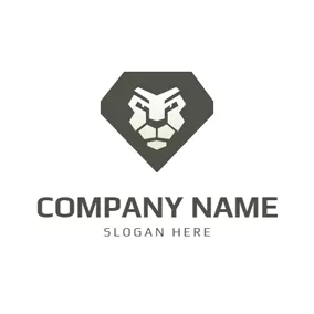 Logo Du Lion Diamond Shape and Lion Head logo design