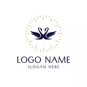 天鵝Logo Double Swan and Love Wedding logo design