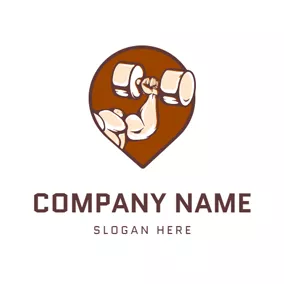 Fighting Logo Dumbbell and Strong Arm logo design