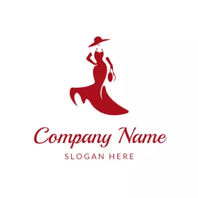 Elegant Logo Elegant Woman and Red Skirt logo design