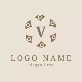 Shape Logo Encircled Brown Letter V logo design