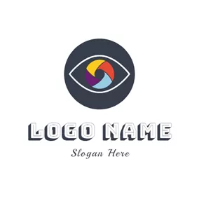 カムのロゴ Encircled Colorful Eye logo design