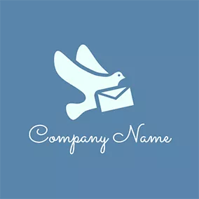 Twitter Logo Envelope and Flying Homing Pigeon logo design