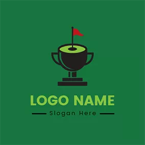 Logótipo Golfe Flag Trophy and Golf Course logo design