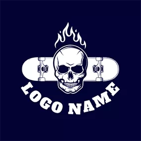 Gamer Logo Flame Skull Skateboard logo design