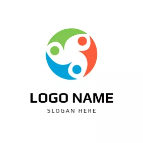 Connect Logo Flat Circle and Abstract Man logo design
