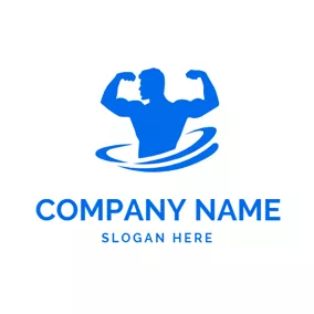 Fighting Logo Flat Strong Muscle Man logo design