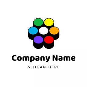Art Logo Flower Shape and Colorful Paint logo design