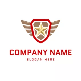 エンブレムロゴ Gold Wings and Encircled Star Emblem logo design