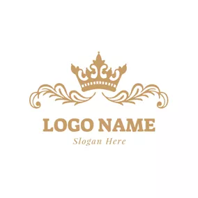 Royal Logo Golden Crown and Branch logo design