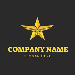 兵隊のロゴ Golden Eagle Wings and Military Star logo design