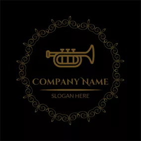 デコレーションロゴ Golden Encircled Trumpet logo design