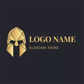 Fighting Logo Golden Geometric Warrior Head logo design