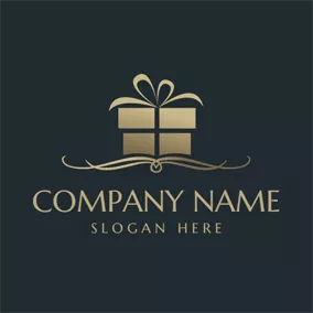 禮物Logo Golden Gift Box and Birthday logo design